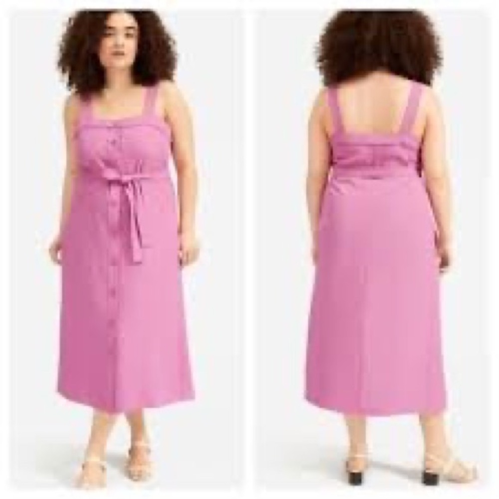 Everlane Go Weave Picnic Pink Button-Down Dress